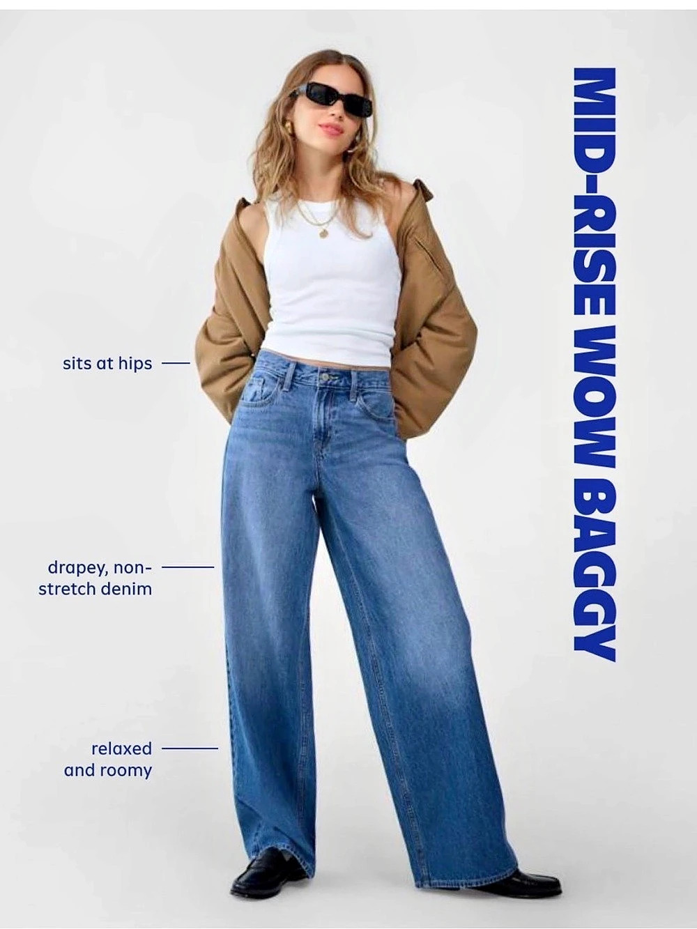 Old Navy Mid-Rise Wow Baggy Wide Leg Wide Leg Jeans in Blue Size 12 Short